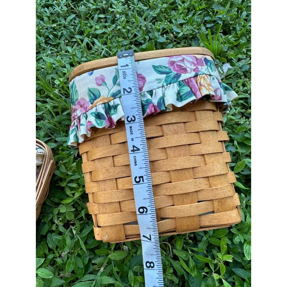 Longaberger Handwoven Basket Set Tissue Box Cover with Lid and Small Basket